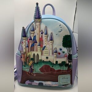 Loungefly Disney Sleeping Beauty Castle Series Mini Backpack Purple Blue Damage